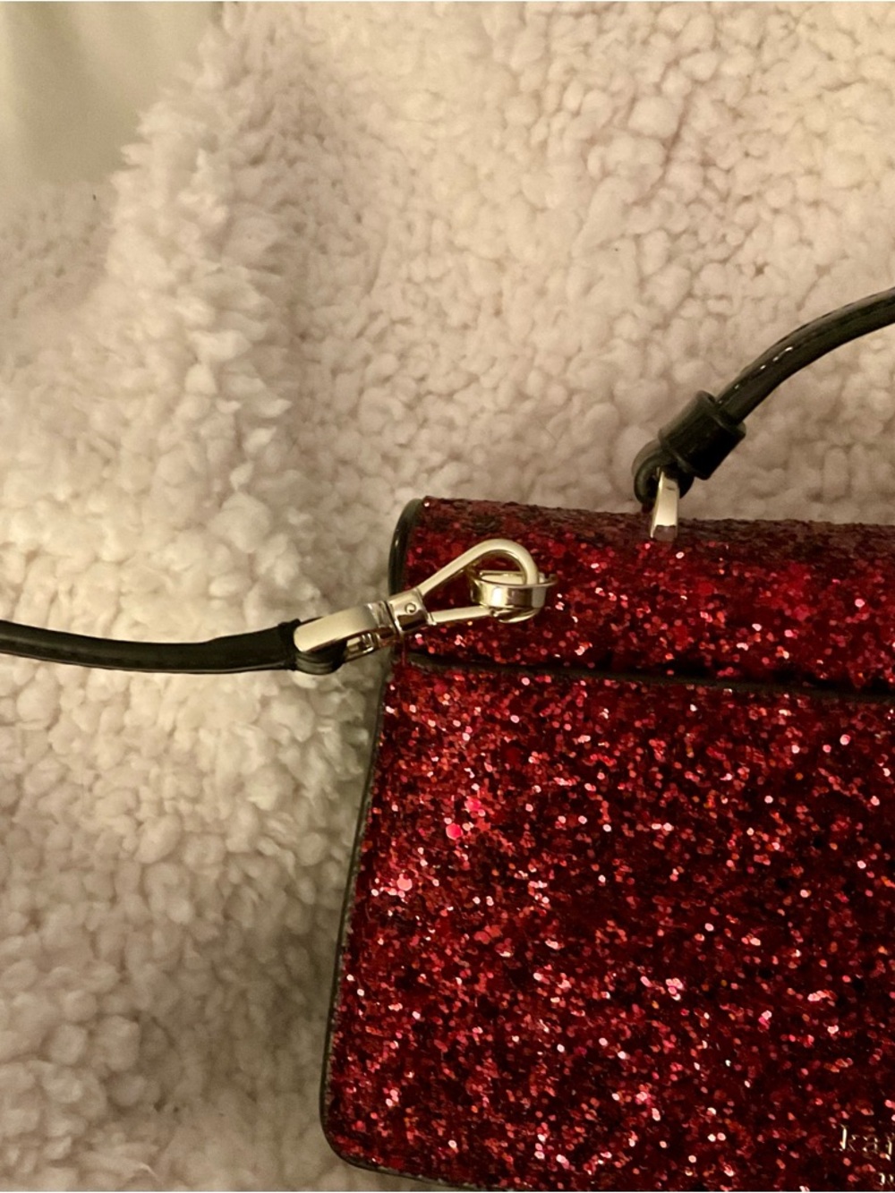 Kate Spade Odette red Glitter Crossbody with Floral Medallion- - Picture 5 of 6